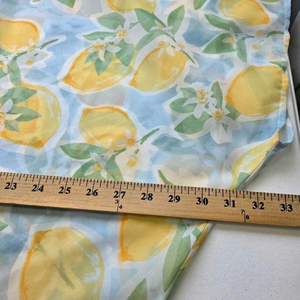 Lemon Print Sheer Kimono Wrap One Size Yellow Blue Fruit Chiffon Cover Up Beach